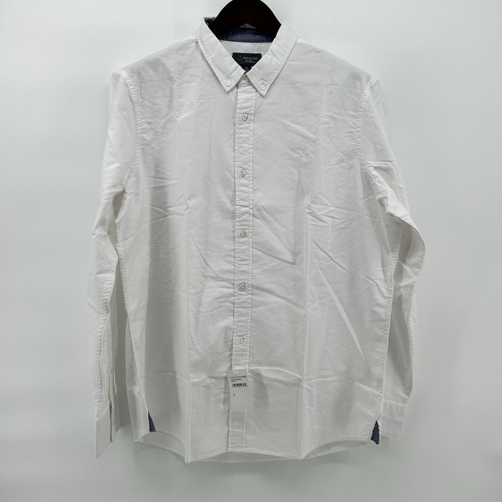 Wallin & Bros Oxford Shirt Mens XL White Button Down Long Sleeve Preppy‎ NWT
